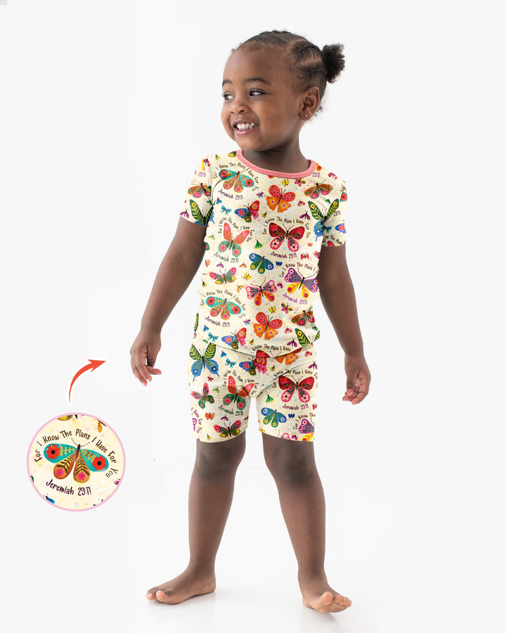 Schlafanzug-Set zweiteilig, kurze Ärmel, kurze Hose, Bambus