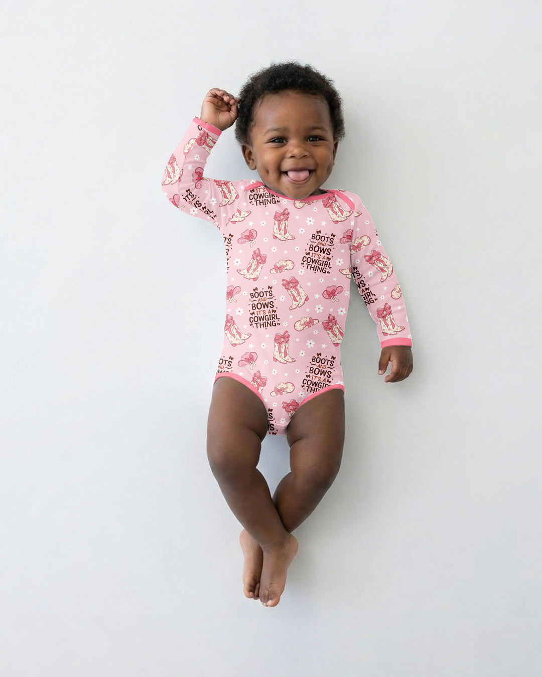 Western Cowgirl Boots And Bows Bamboo Bodysuit