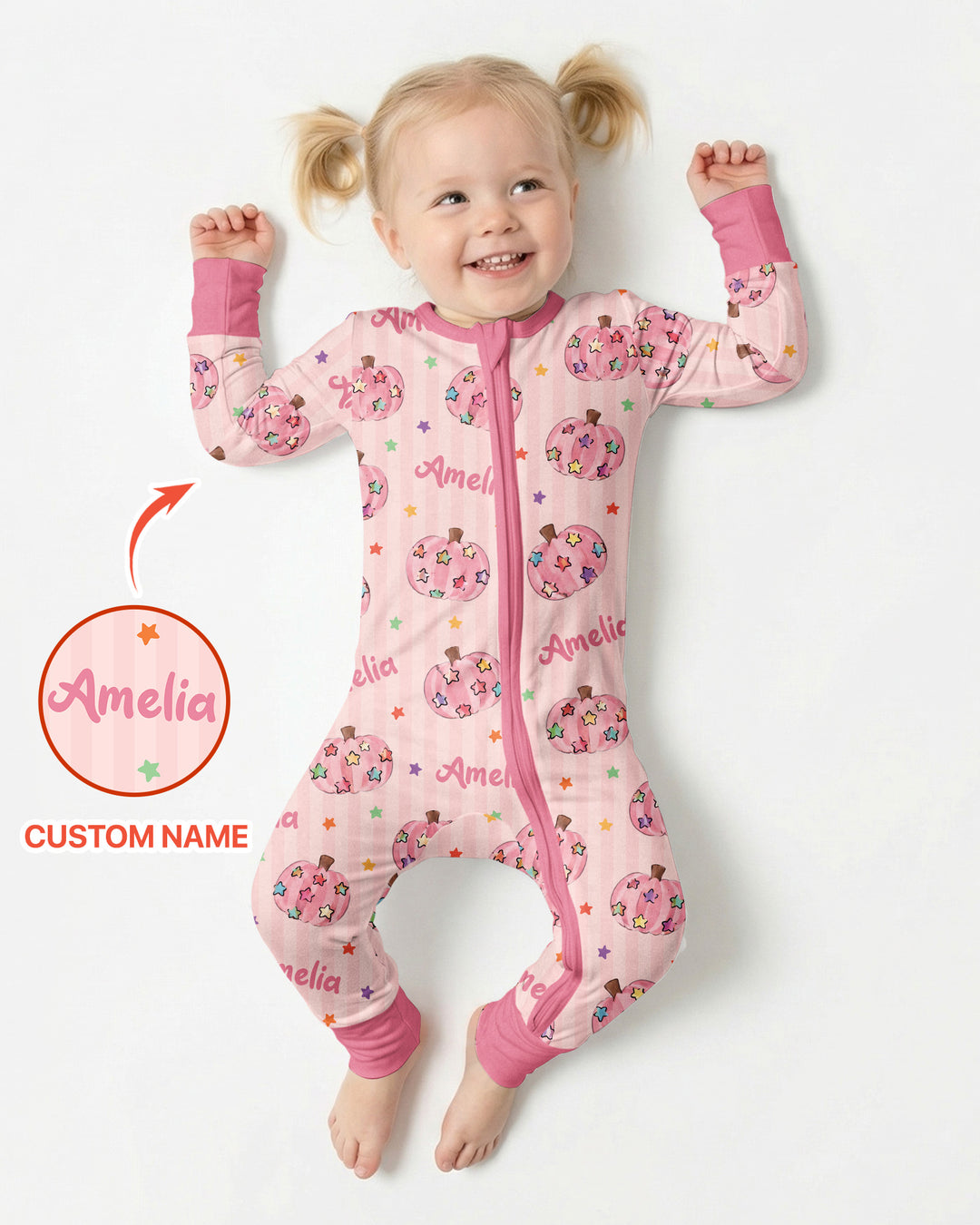 Colorful Star Pumpkin Custom Name Bamboo Convertible Zippy