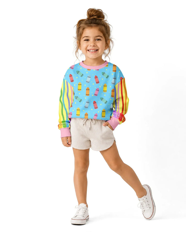 Happy Crayon Friends Bamboo Crewneck Sweatshirt