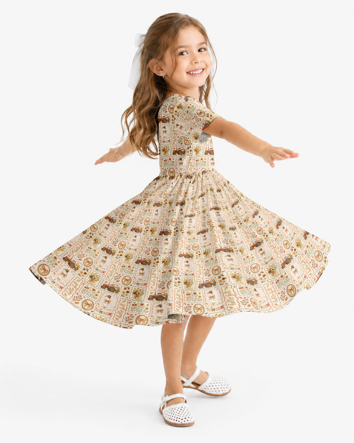 Farmhouse Fall Goose Family Matching Bamboo Twirl Dress