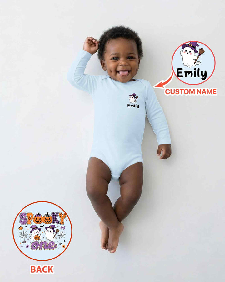 Personalized Spooky One Baby Boo Halloween First Birthday Bamboo Bodysuit