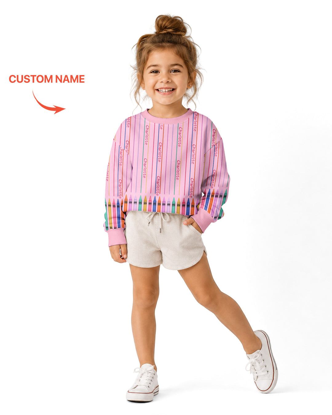 Custom Name Crayon Lines Bamboo Crewneck Sweatshirt
