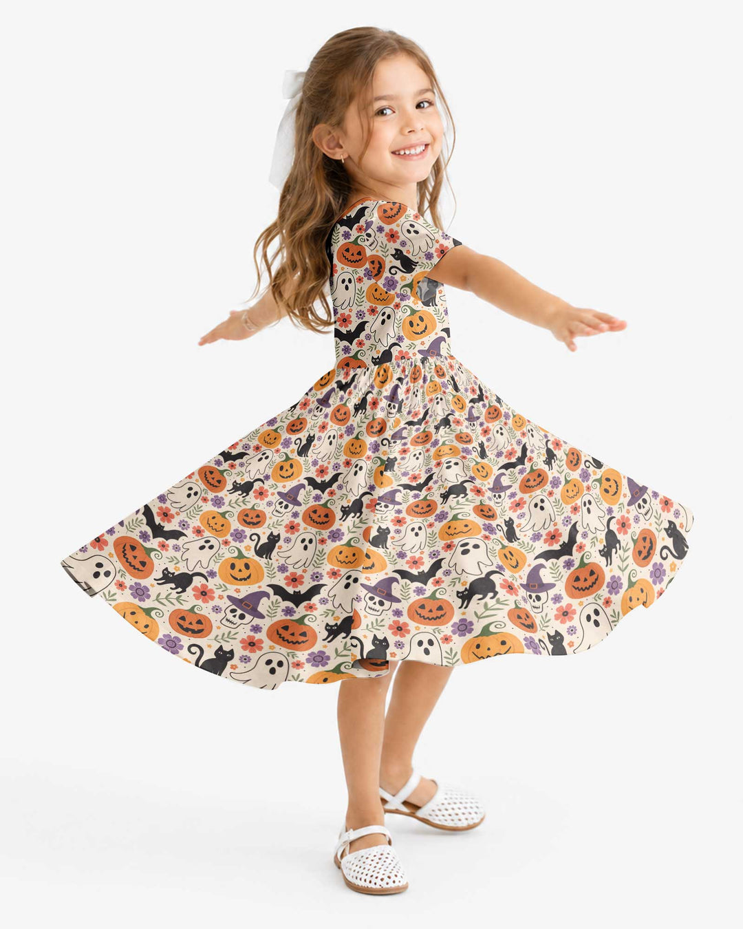 Spooky Halloween Floral Delight Bamboo Twirl Dress
