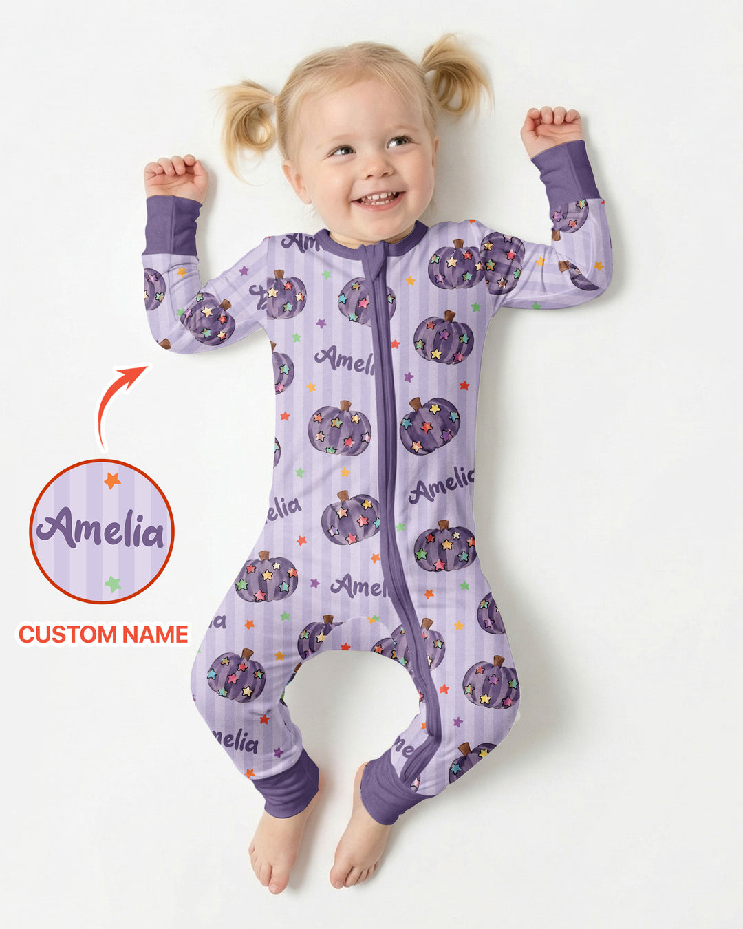 Colorful Star Pumpkin Custom Name Bamboo Convertible Zippy