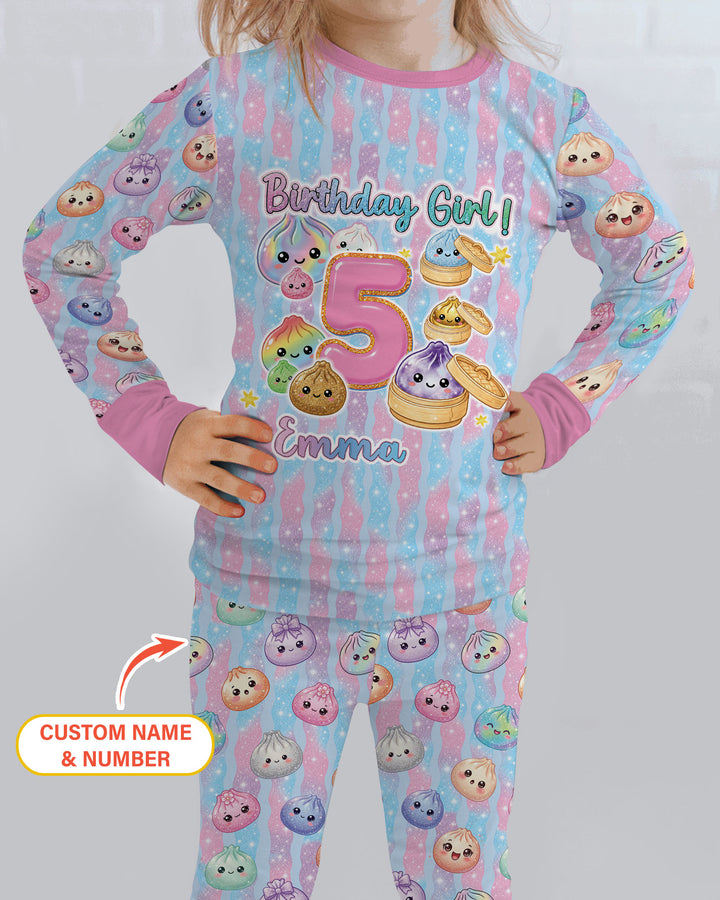 Squishy Birthday Custom Name & Age Bamboo Two Piece Long Sleeve Pajama Set