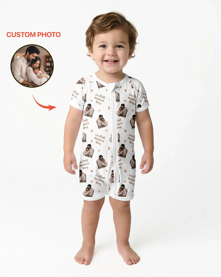Custom Photo Our First as Parents Bamboo Shorty Zippy