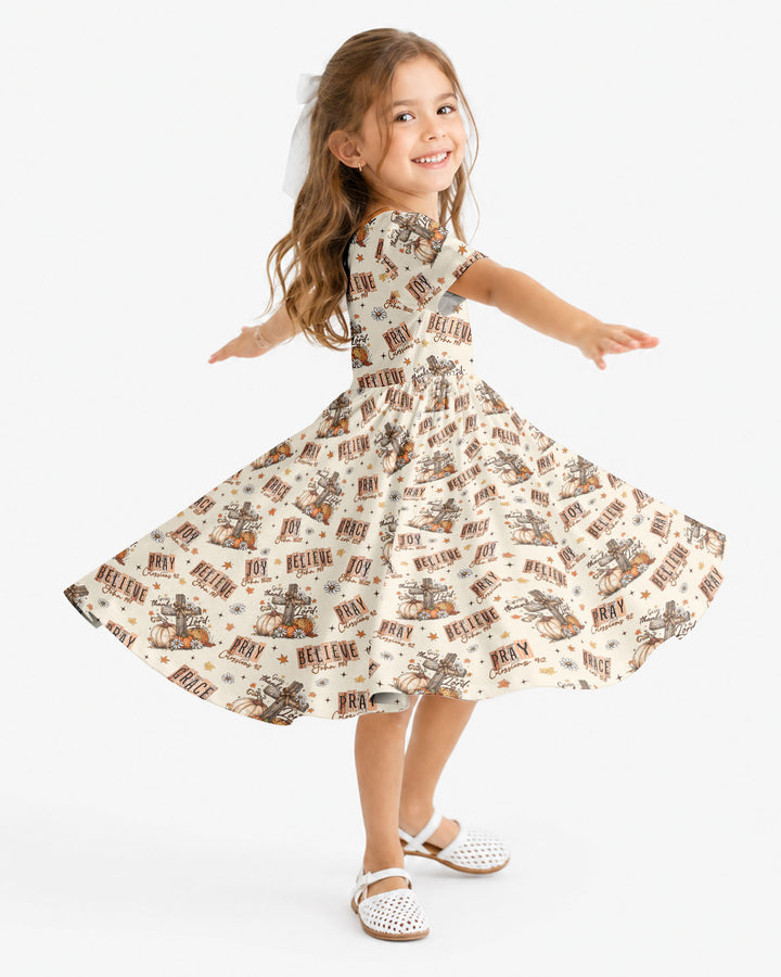 Floral Fall Give Thanks To The Lord Bamboo Twirl Dress