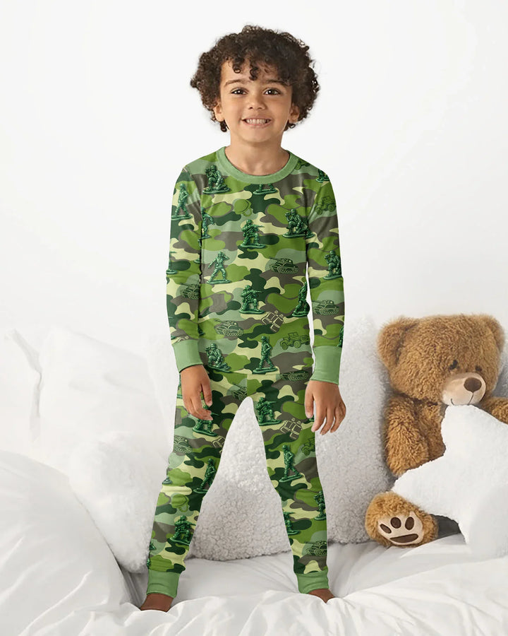 Green Army Men Bamboo Two Piece Long Sleeve Pajama Set