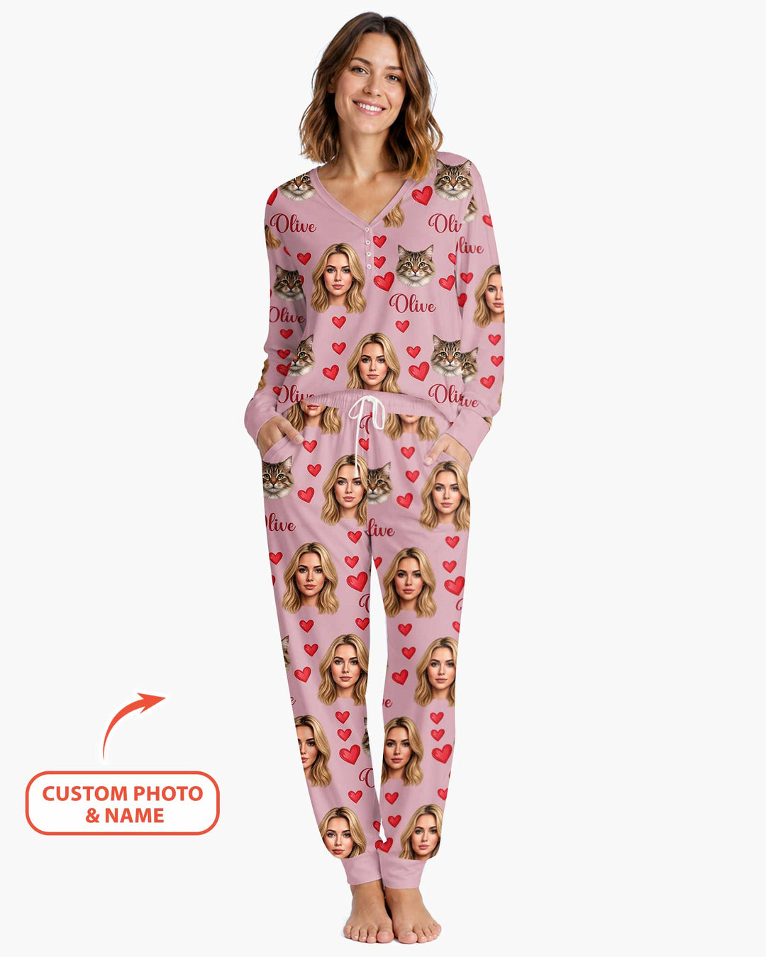 Custom Face Family Matching Bamboo Women Pajama Set