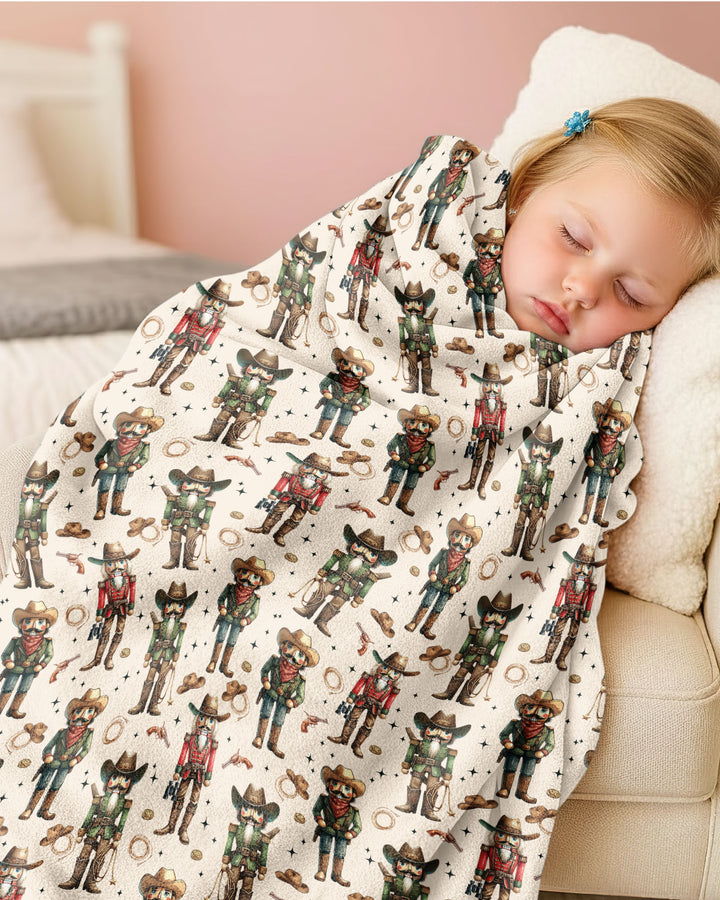 Western Christmas Cowboy Nutcracker Bamboo Blanket