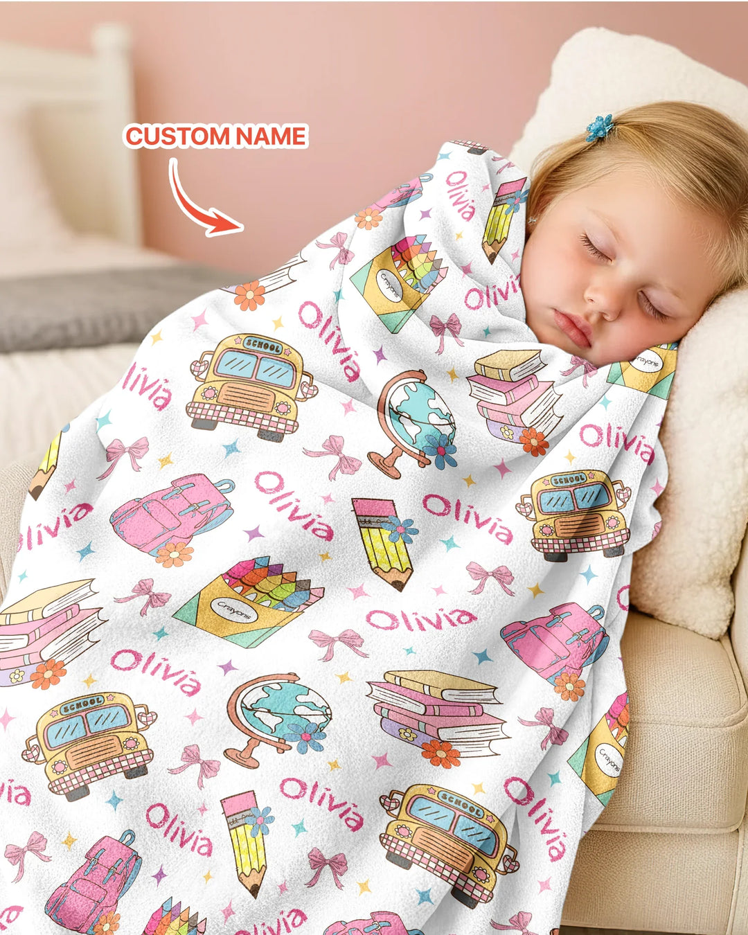 Custom Name Back To School Bamboo Blanket