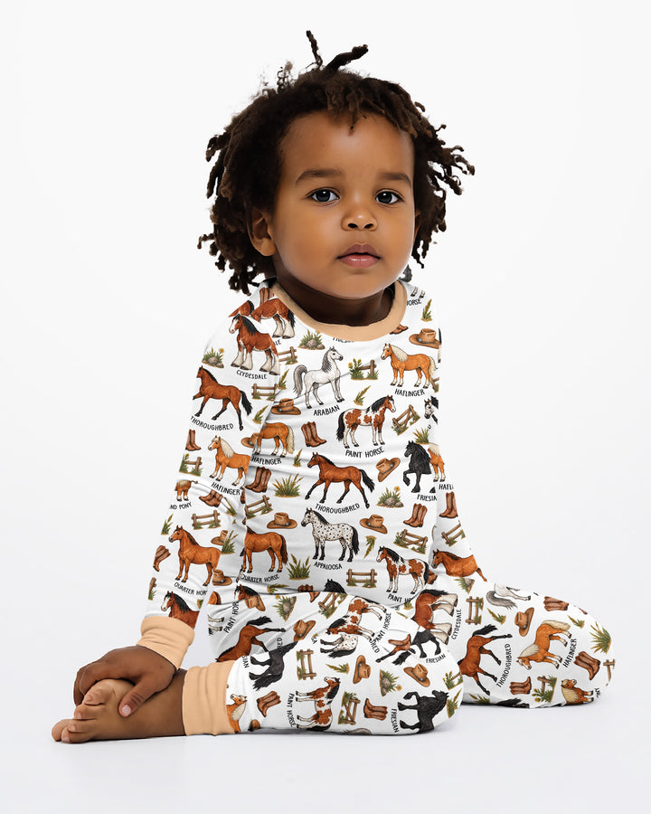 Types Of Horses Bamboo Two Piece Long Sleeve Pajama Set