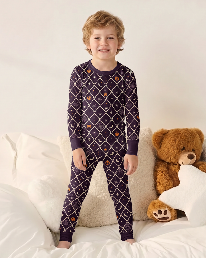 Gothic Skeleton Bones Spooky Halloween Bamboo Two Piece Long Sleeve Pajama Set
