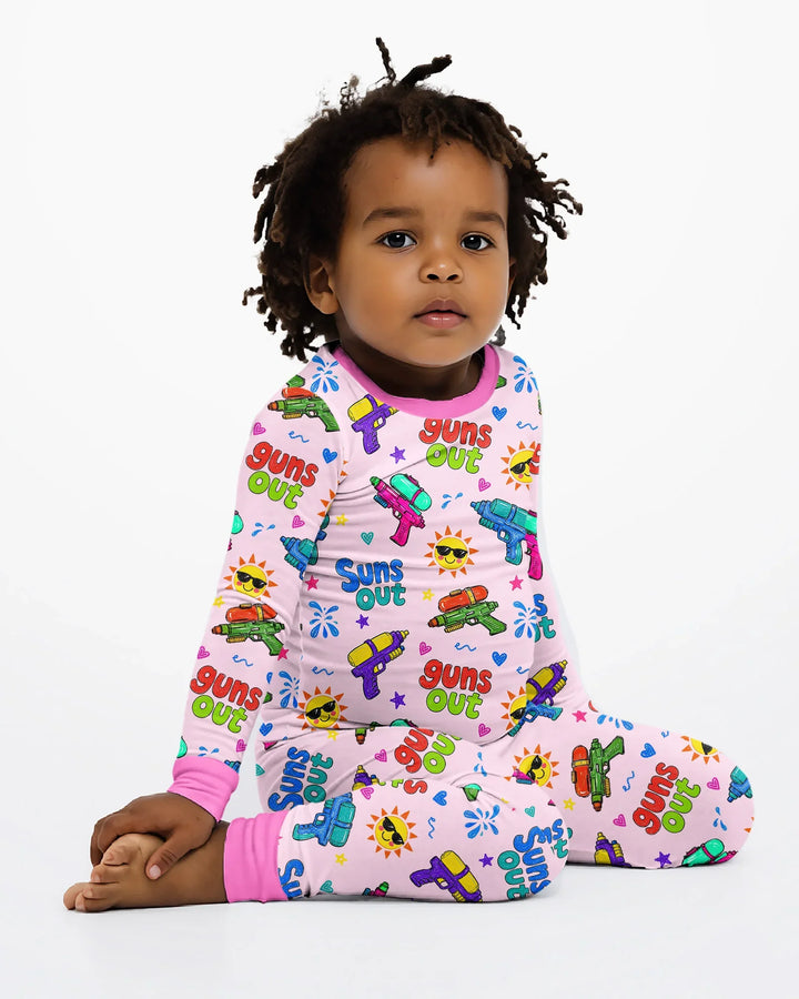 Zweiteiliges Langarm-Pyjama-Set mit Sommerfrüchten