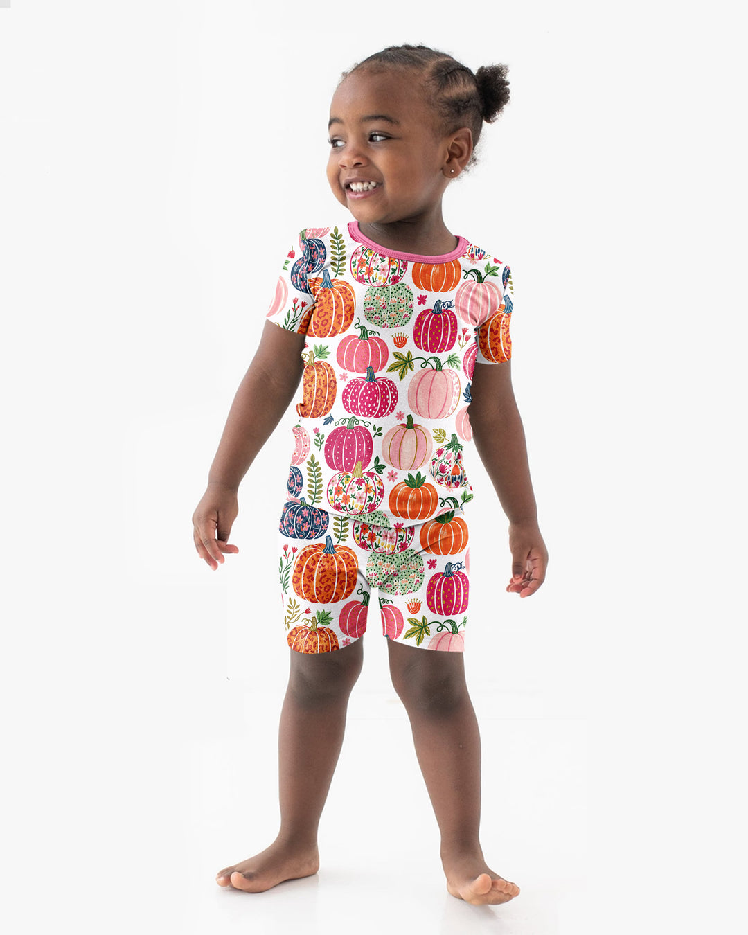 Pumpkin Patch Party Bamboo Two Piece Short Sleeve Shorts Pajama Set
