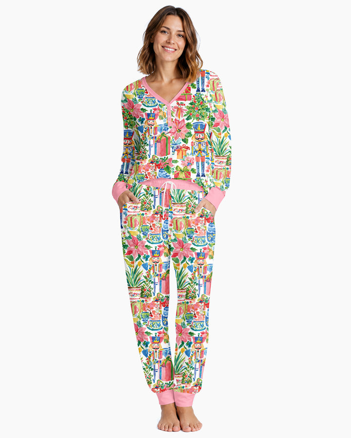 Watercolor Nutcracker Holiday Bamboo Women Pajama Set