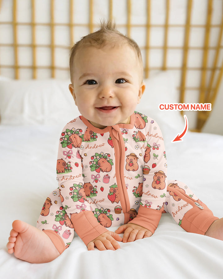 Custom Name Capybara Strawberry Bamboo Convertible Zippy