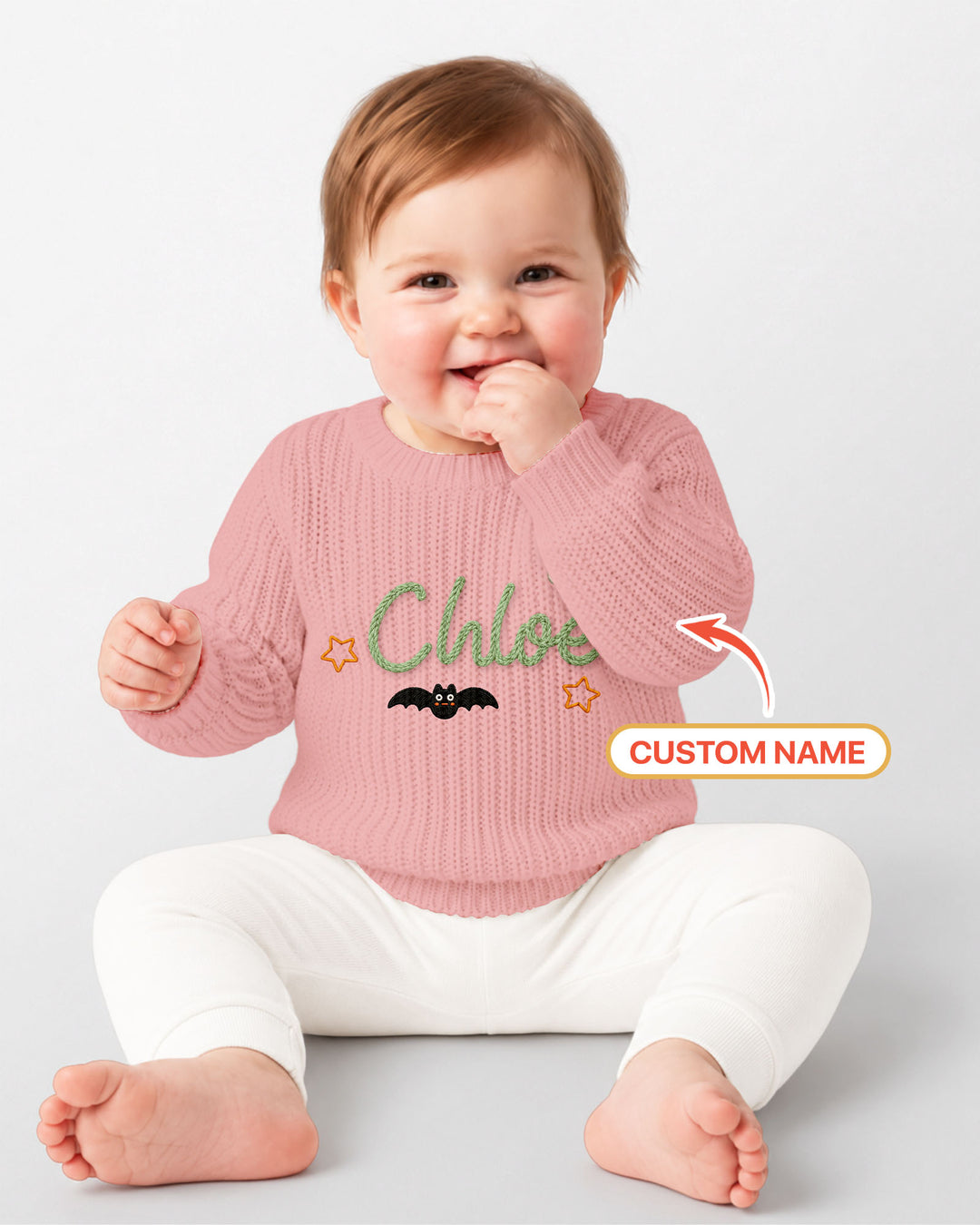 Happy Halloween Embroidered Baby Name Bamboo Knit Sweater Bubble