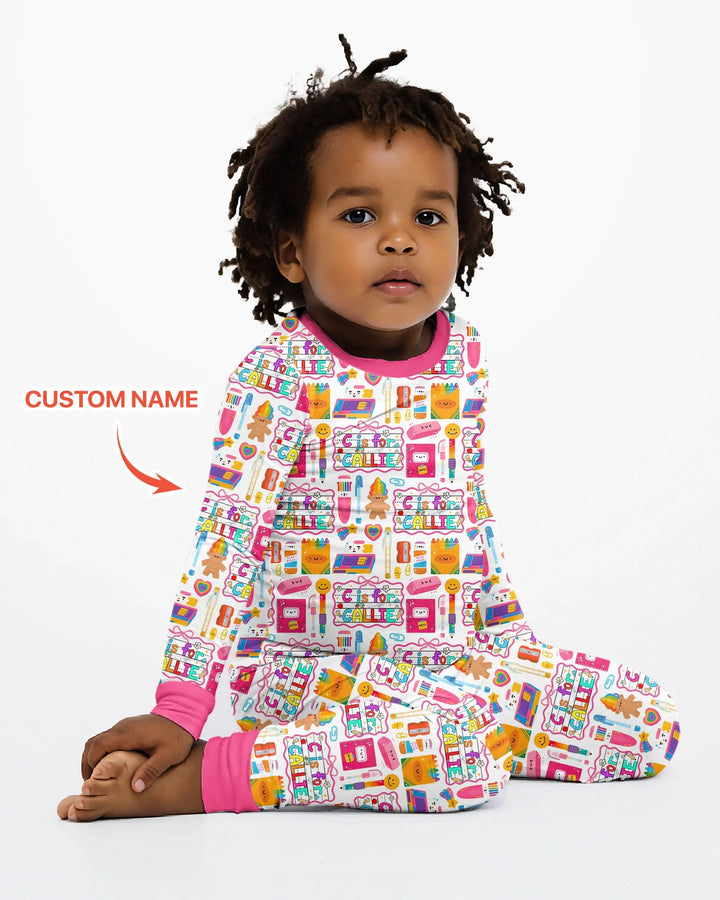 Zweiteiliges Langarm-Pyjama-Set mit Sommerfrüchten