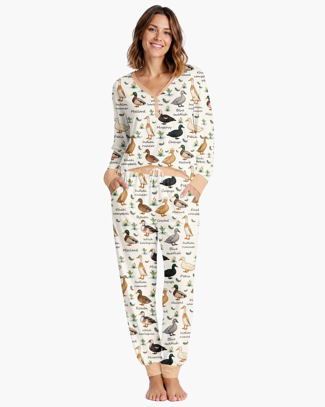 Farm Duck Species Bamboo Women Pajama Set