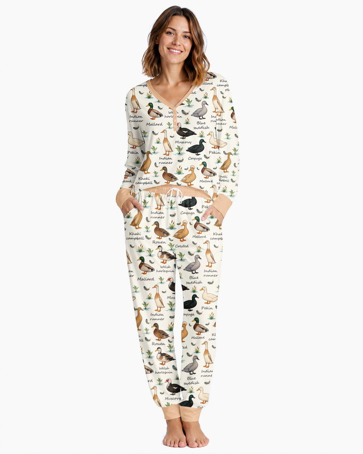 Farm Duck Species Bamboo Women Pajama Set