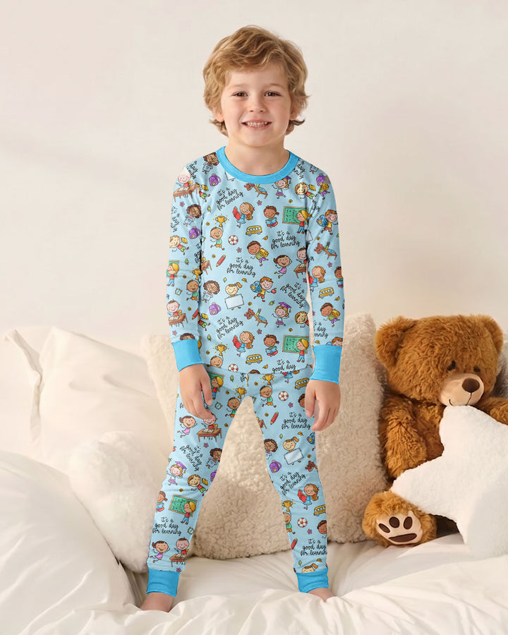 Zweiteiliges Langarm-Pyjama-Set mit Sommerfrüchten