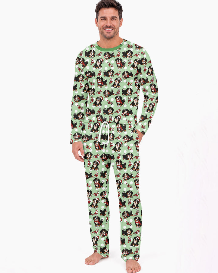 Holiday Bernese Mountain Christmas Dog Bamboo Men's Pajama Set
