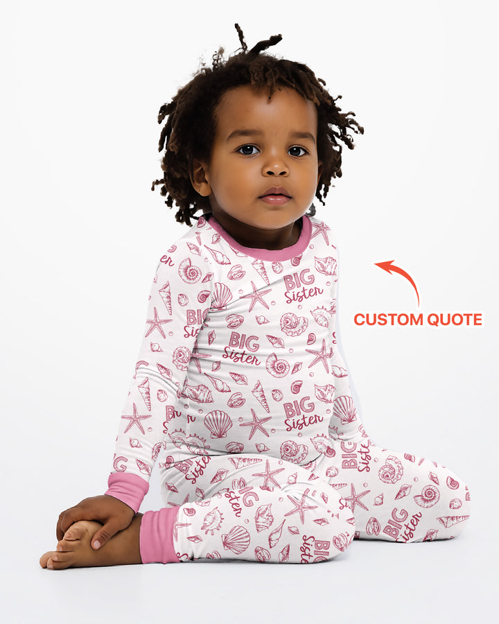 Coquette Seashell Matching Sibling Bamboo Two Piece Long Sleeve Pajama Set