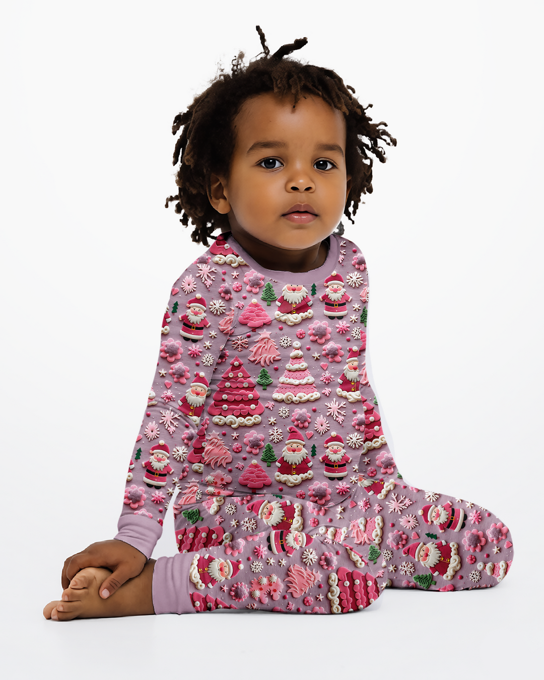 Pink Snowmen Bamboo Two Piece Long Sleeve Pajama Set