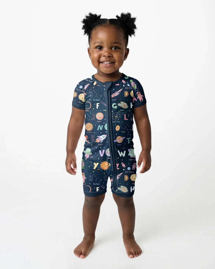 Space Alphabet Bamboo Shorty Zippy