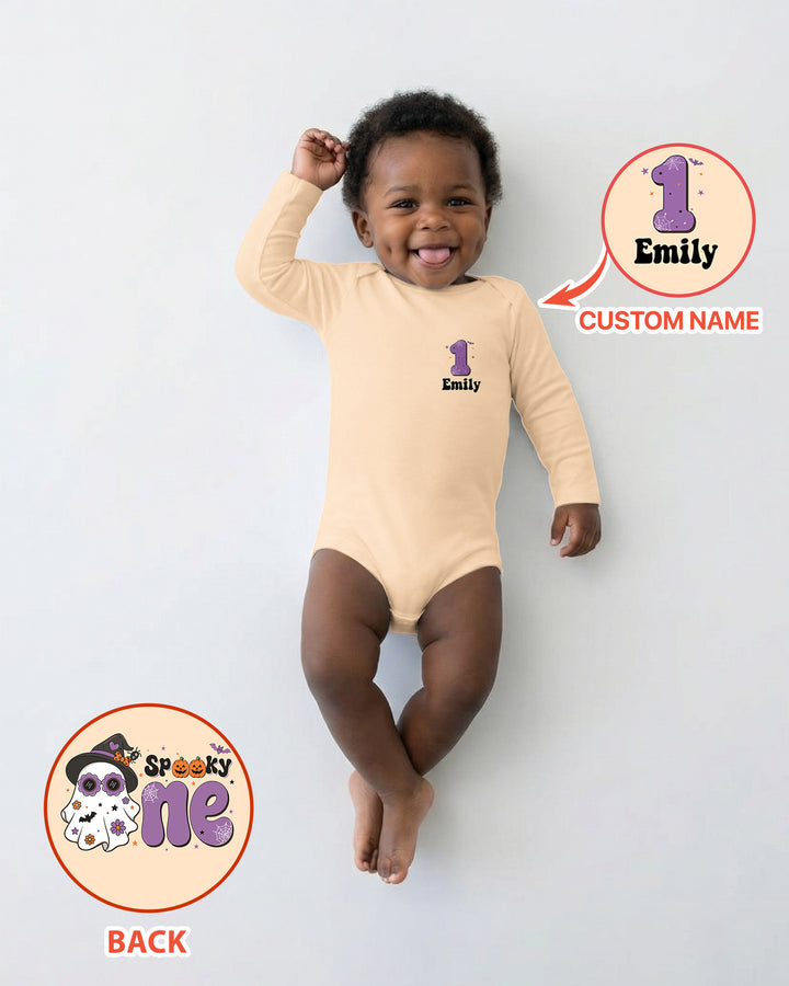 Personalized Spooky One Coquette Halloween Birthday Bamboo Bodysuit