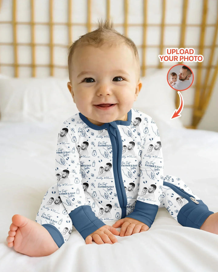 Gerippte Babykleidung mit individuellem Foto - Weich &amp; Skizzenhaft