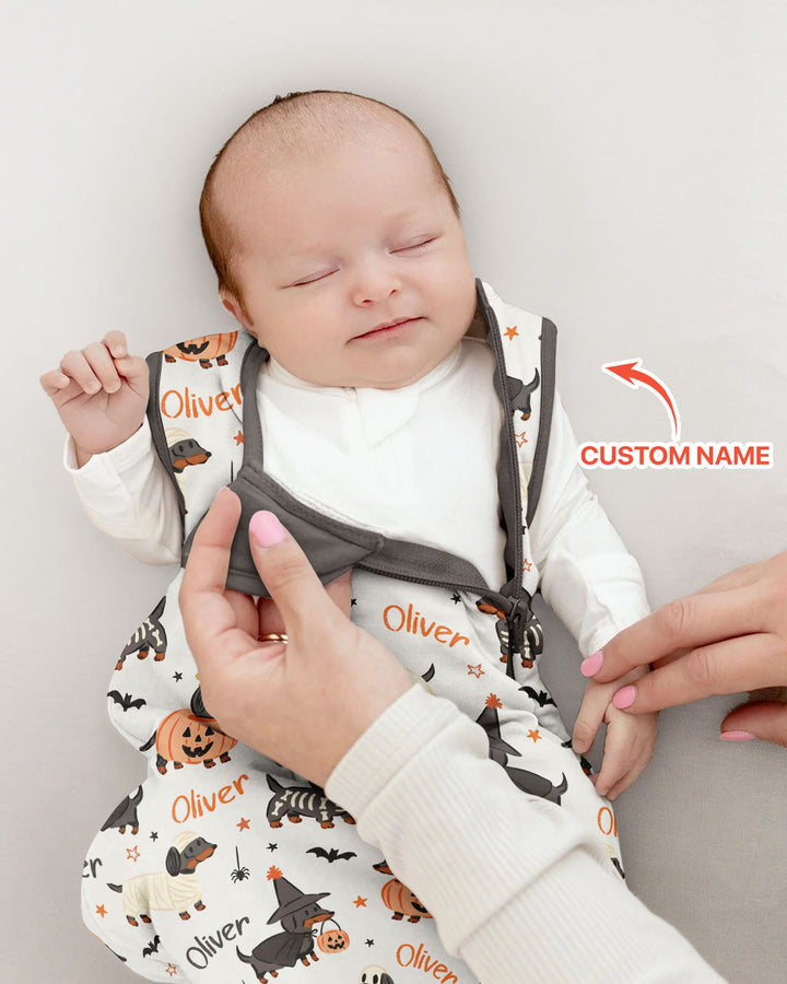 Orange and Black Dachshund Bamboo Sleep Bag