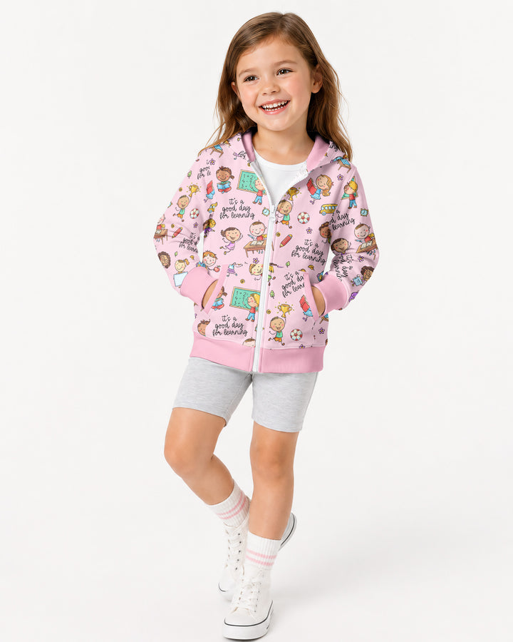 Kapuzenpullover aus Bambus mit hebräischem Alphabet und Reißverschluss