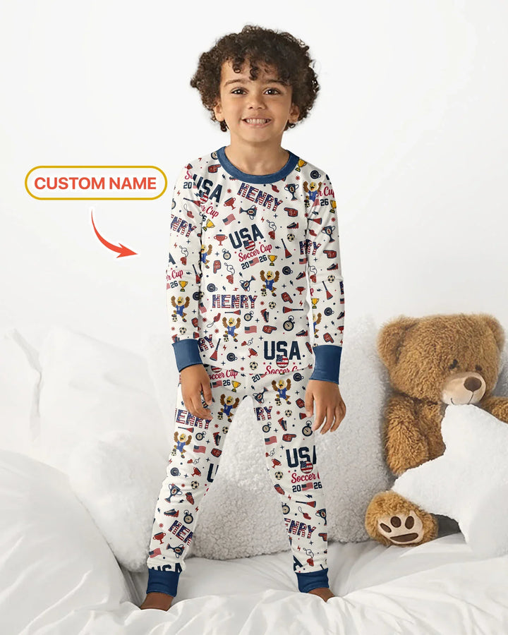 My First Soccer Cup 2026 Bamboo Two Piece Long Sleeve Pajama Set