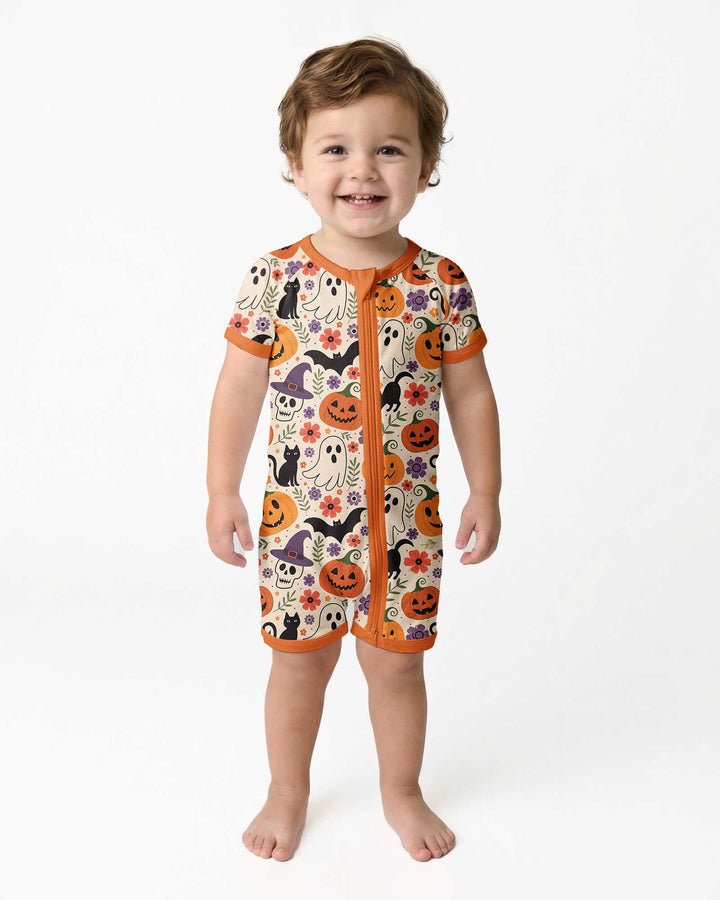 Spooky Halloween Floral Delight Bamboo Shorty Zippy