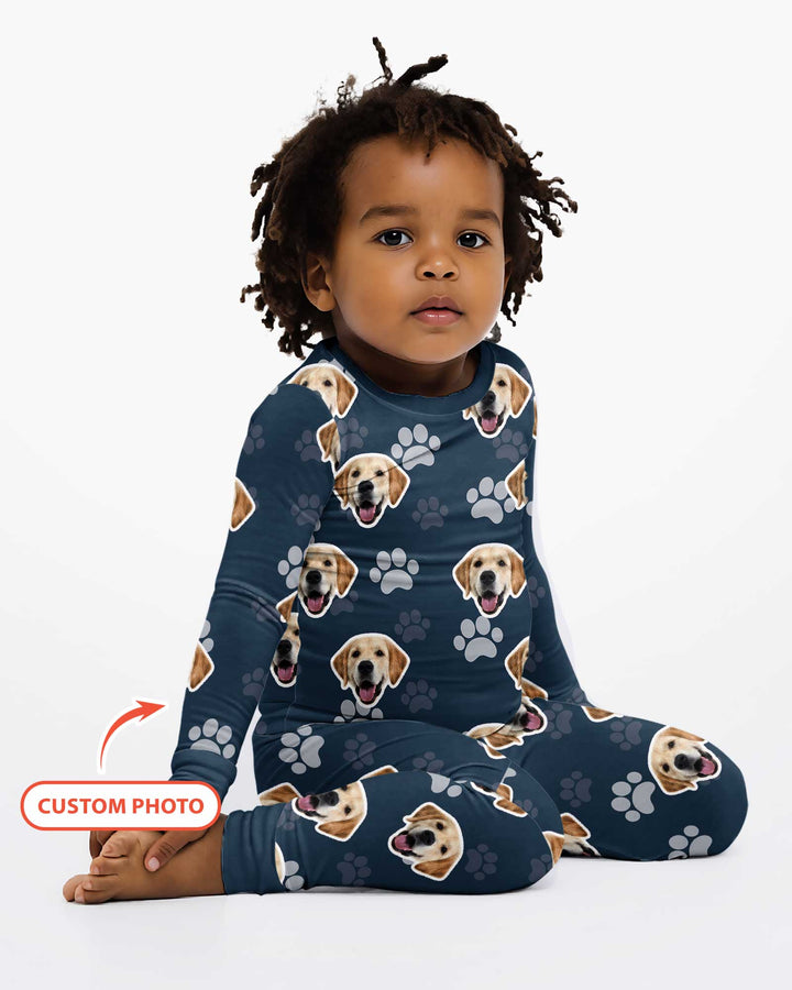 Personalized Dog & Cat Photo Bamboo Two Piece Long Sleeve Pajama Set