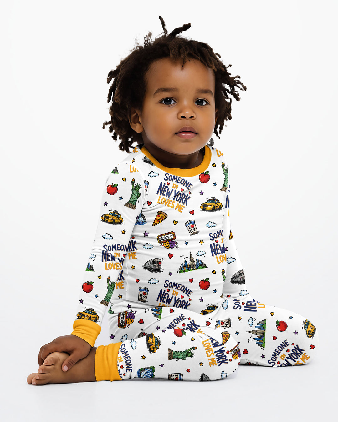 Someone in New York Loves Me Bamboo Two Piece Long Sleeve Pajama Set (P)