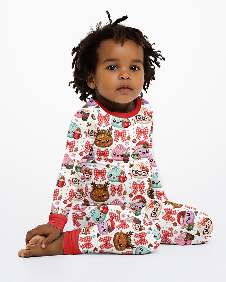 Merry Glitter Dumpling Bamboo Two Piece Long Sleeve Pajama Set