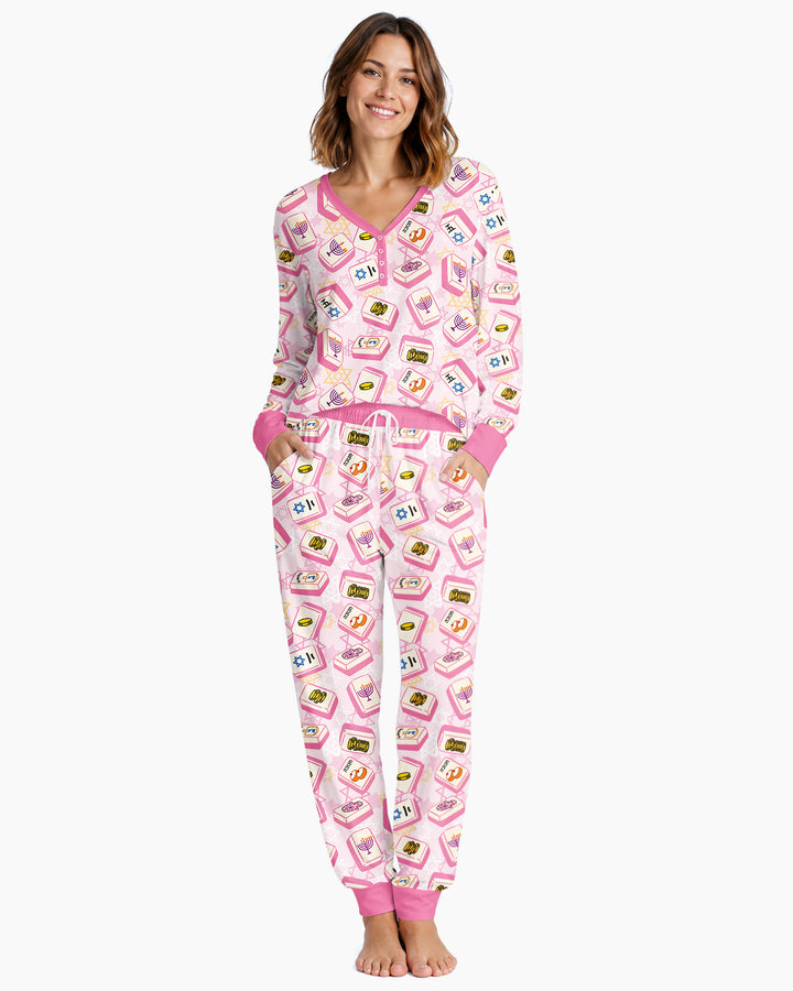 Hanukkah Mahjong Club Bamboo Women Pajama Set