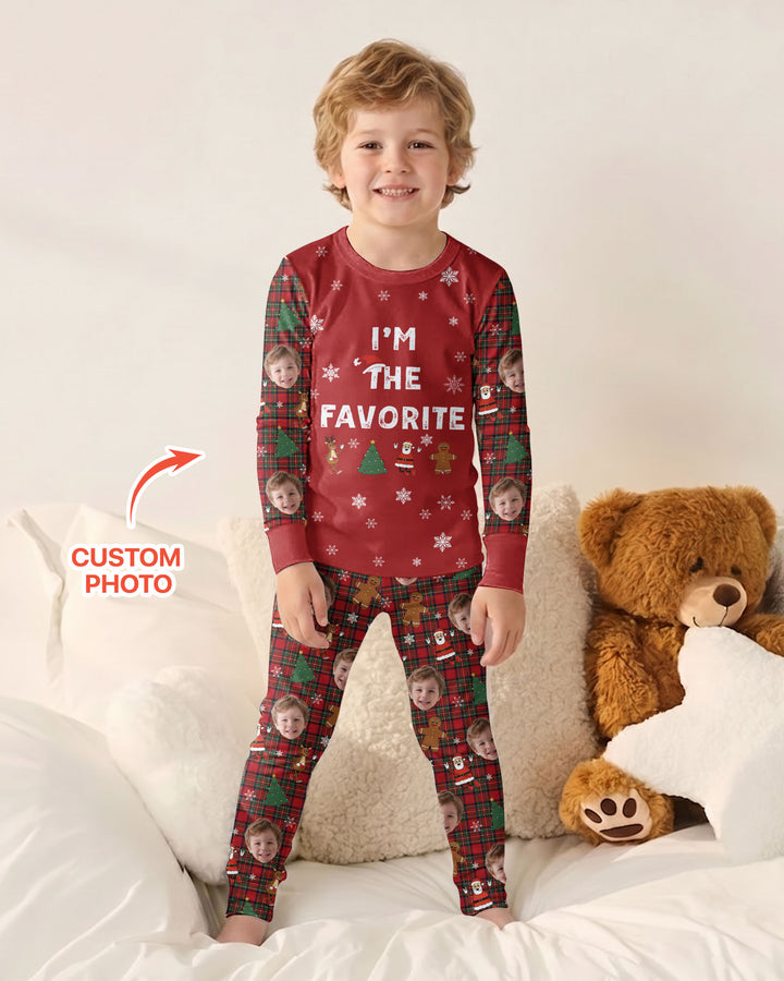 I'm The Favorite Christmas Funny Brother Sister Matching Bamboo Two Piece Long Sleeve Pajama Set