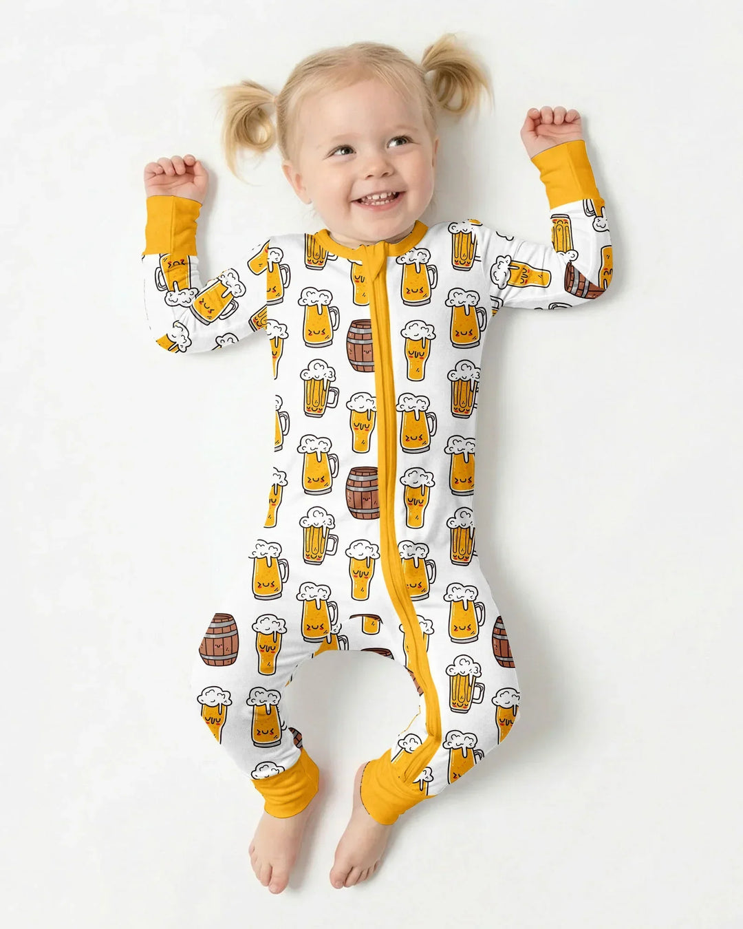 Beer Mugs and Barrels Bamboo Convertible Zippered Romper
