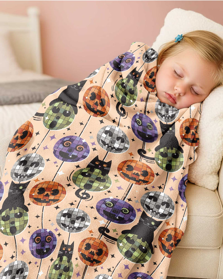 Groovy Halloween Disco Cat Bamboo Blanket