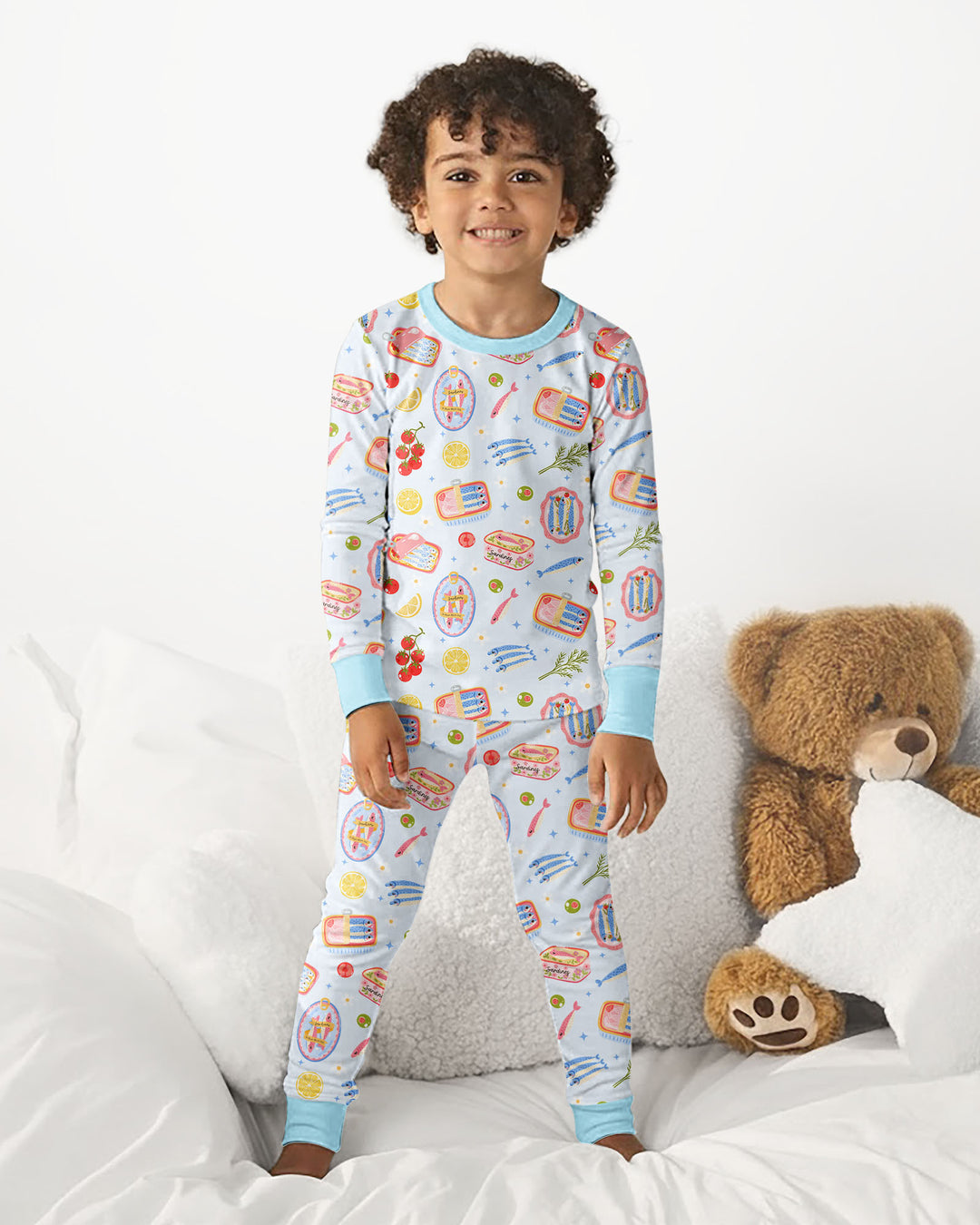Zweiteiliges Langarm-Pyjama-Set mit Sommerfrüchten