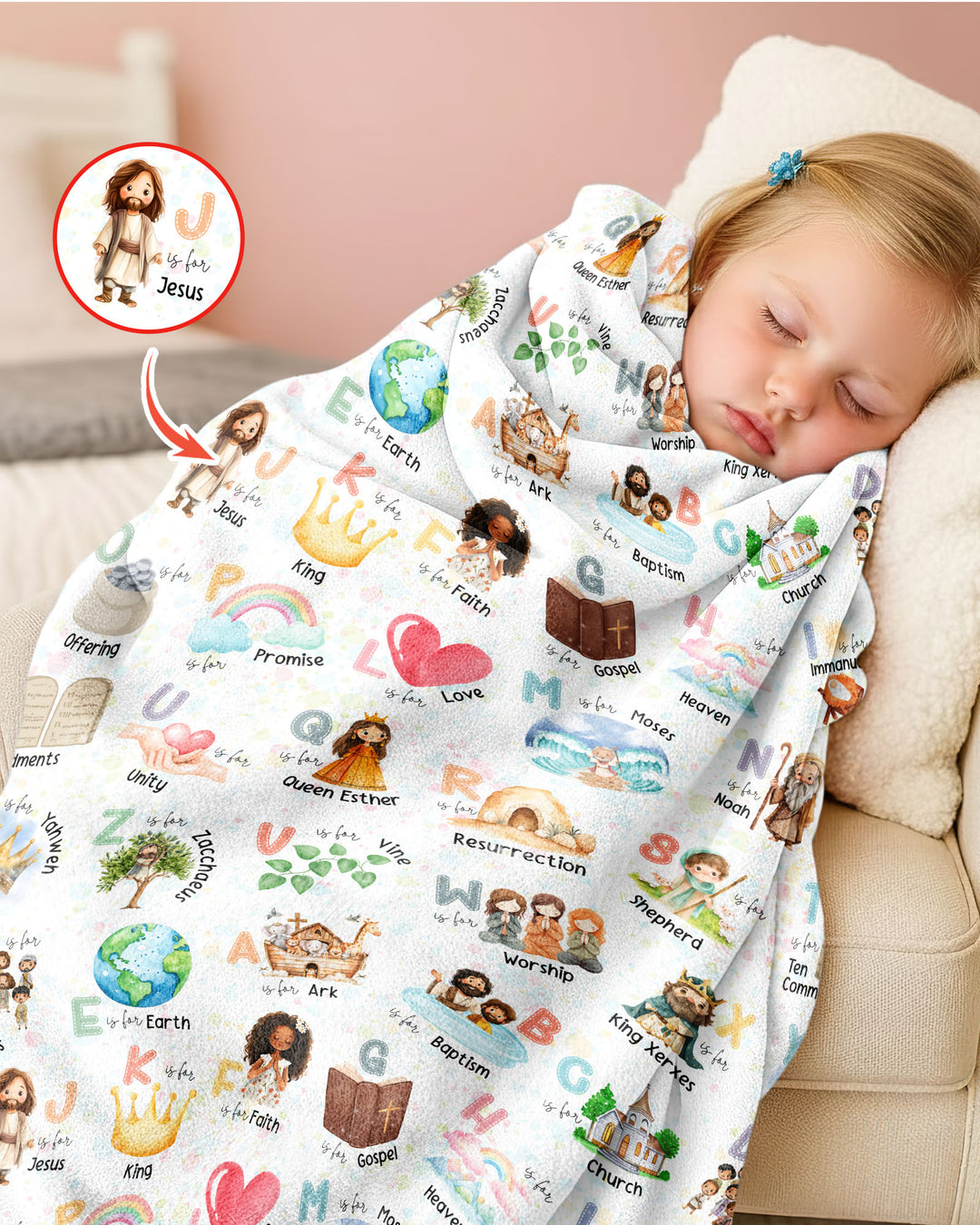 Bible ABC Alphabet Bamboo Blanket