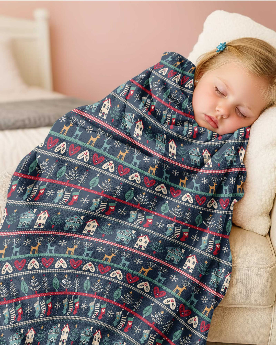 Vintage Nordic Christmas Bamboo Blanket