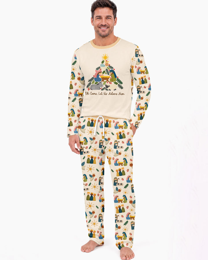 Oh Come, Let Us Adore Him Family Matching Bamboo Men's Pajama Set