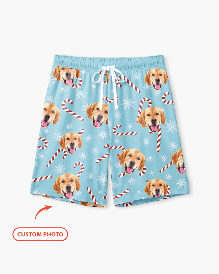 Custom Photo With Christmas Pattern Pajamas Bamboo Men Short Sleeve Short Pajama Set