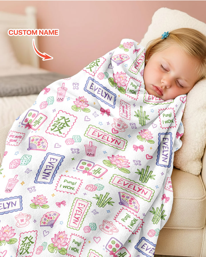 Personalized Preppy Mahjong  Bamboo Blanket
